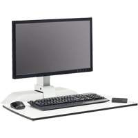 Soar™ Sit/Stand Electric Desk with Single Monitor Arm, Desktop Unit, 36" H x 27-3/4" W x 22" D, White OQ925 | Caster Town