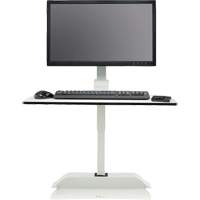 Soar™ Sit/Stand Electric Desk with Single Monitor Arm, Desktop Unit, 36" H x 27-3/4" W x 22" D, White OQ925 | Caster Town