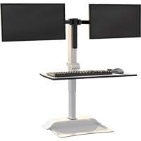 Soar™ Sit/Stand Electric Desk with Dual Monitor Arm, Desktop Unit, 37-1/4" H x 27-3/4" W x 22" D, White OQ926 | Caster Town