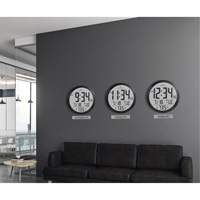 Round Digital Wall Clock, Digital, Battery Operated, 15" Dia., Black OR488 | Caster Town