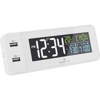 Hotel Collection Fast-Charging Dual USB Alarm Clock, Digital, Battery Operated, White OR489 | Caster Town