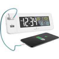 Hotel Collection Fast-Charging Dual USB Alarm Clock, Digital, Battery Operated, White OR489 | Caster Town