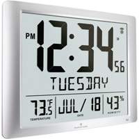 Super Jumbo Self-Setting Wall Clock, Digital, Battery Operated, Silver OR491 | Caster Town