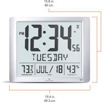 Super Jumbo Self-Setting Wall Clock, Digital, Battery Operated, Silver OR491 | Caster Town