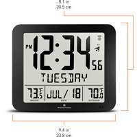 Slim Self-Setting Full Calendar Wall Clock, Digital, Battery Operated, Black OR495 | Caster Town