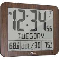 Slim Self-Setting Full Calendar Wall Clock, Digital, Battery Operated, Black OR496 | Caster Town