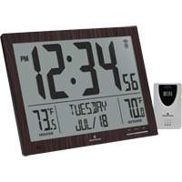 Self-Setting Full Calendar Clock with Extra Large Digits, Digital, Battery Operated, Brown OR498 | Caster Town