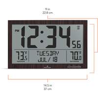 Self-Setting Full Calendar Clock with Extra Large Digits, Digital, Battery Operated, Brown OR498 | Caster Town