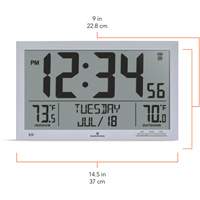 Self-Setting Full Calendar Clock with Extra Large Digits, Digital, Battery Operated, Silver OR499 | Caster Town