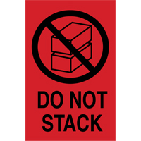 "Do Not Stack" International Shipping Labels, 6" L x 4" W, Black on Red PC313 | Caster Town