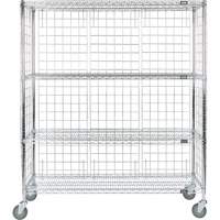 Enclosed Wire Shelf Cart, Chrome Plated, 60" x 69" x 24", 800 lbs. Capacity RN564 | Caster Town