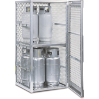 Aluminum LPG Cylinder Locker Storage, 8 Cylinder Capacity, 30" W x 32" D x 65" H, Silver SAI574 | Caster Town