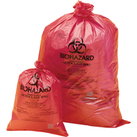 Biohazard Disposal Bags - Orange-Red, Bio-Hazard, 19" L x 14" W, 0.0317 mm, 200 /pkg. SAM046 | Caster Town