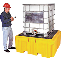 IBC Spill Pallet Plus<sup>®</sup> With Drain, 365 US gal. Spill Capacity, 62" x 62" x 28" SAP076 | Caster Town