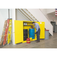 Sure-Grip<sup>®</sup> EX Vertical Drum Storage Cabinets, 110 US gal. Cap., 2 Drums, Yellow SAQ048 | Caster Town