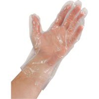 Disposable Gloves, Medium, Polyethylene, 0.02-mil, Powdered, Clear SAN741 | Caster Town