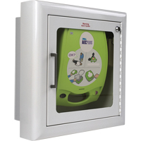 AED Semi-Recessed Wall Cabinet with Alarm, Zoll AED Plus<sup>®</sup> For, Non-Medical SAX737 | Caster Town