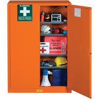 Emergency Preparedness Storage Cabinets, Steel, 4 Shelves, 65" H x 43" W x 18" D, Orange SEG861 | Caster Town