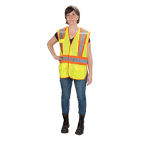 CSA Compliant High Visibility Surveyor Vest, High Visibility Lime-Yellow, Medium, Polyester, CSA Z96 Class 2 - Level 2 SEK232 | Caster Town