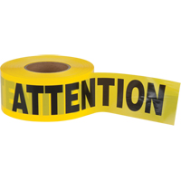 "Attention" Barricade Tape, Bilingual, 3" W x 1000' L, 1.5 mils, Black on Yellow SEK398 | Caster Town