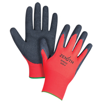 Black & Red Crinkle Grip Coated Gloves, 8/Medium, Rubber Latex Coating, 13 Gauge, Polyester Shell SFM542 | Caster Town
