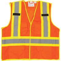 5-Point Tear-Away Premium Safety Vest , High Visibility Orange, Large/X-Large, Polyester, CSA Z96 Class 2 - Level 2 SFQ532 | Caster Town