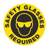 "Safety Glasses" Floor Sign, Adhesive, English with Pictogram SFU879 | Caster Town