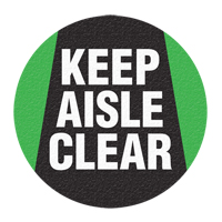 "Keep Aisle Clear" Floor Sign, Adhesive, English with Pictogram SFU883 | Caster Town