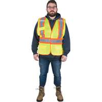 Flame-Resistant Surveyor Vest, High Visibility Lime-Yellow, Medium, Polyester, CSA Z96 Class 2 - Level 2 SGF140 | Caster Town