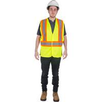 Traffic Safety Vest, High Visibility Lime-Yellow, Medium, Polyester, CSA Z96 Class 2 - Level 2 SGI277 | Caster Town