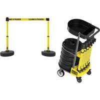 PLUS Barrier Post Cart Kit with Tray, 75' L, Metal, Yellow SGI796 | Caster Town