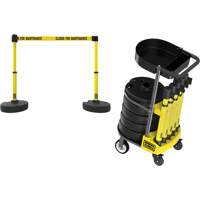 PLUS Barrier Post Cart Kit with Tray, 75' L, Metal, Yellow SGI798 | Caster Town