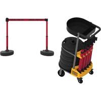 PLUS Barrier Post Cart Kit with Tray, 75' L, Metal, Red SGI802 | Caster Town