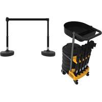 PLUS Barrier Post Cart Kit with Tray, 75' L, Metal, Black SGI812 | Caster Town