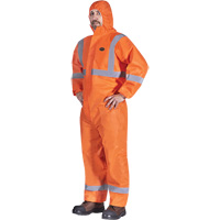 Hooded Coveralls with Reflective Tape, Small, Orange, SMS SGP701 | Caster Town