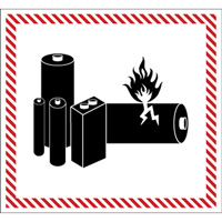 Étiquettes de manutention de matières dangereuses, 4-1/2" lo x 5-1/2" la, Noir/rouge SGQ532 | Caster Town