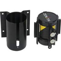 Wall Mount Barrier with Magnetic Tape, Steel, Screw Mount, 7', Black and Yellow Tape SGQ993 | Caster Town