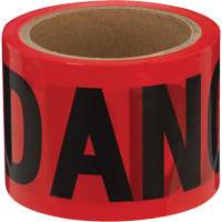 Danger Tape, Bilingual, 3" W x 200' L, 1.5 mils, Black on Red SHE797 | Caster Town