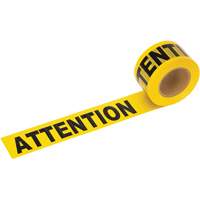 Barricade Warning Tape, Bilingual, 3" W x 1000' L, 1.5 mils, Black on Yellow SHE799 | Caster Town