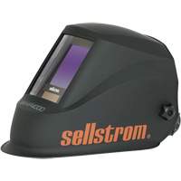 Premium Series ADF Welding Helmet with Extra-Large Blue Lens Technology, 3.94" L x 3.28" W View Area, Black/Orange SHE954 | Caster Town