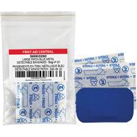 Blue Adhesive Bandages, Rectangular/Square, 3", Fabric Metal Detectable, Non-Sterile SHG048 | Caster Town
