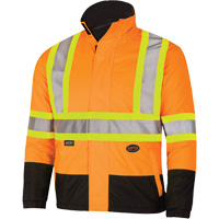 Waterproof Reversible Safety Jacket, Polyester/Polyurethane, High Visibility Orange, Small SHH826 | Caster Town