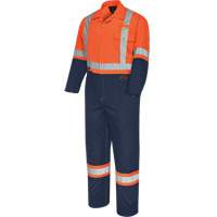 2-Tone Safety Coveralls with Zipper Closure, 36, High Visibility Orange/Navy Blue, CSA Z96 Class 3 - Level 2 SHH875 | Caster Town