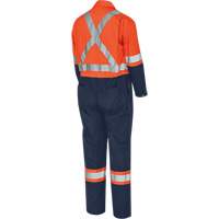 Tall 2-Tone Safety Coveralls with Zipper Closure, 40, High Visibility Orange/Navy Blue, CSA Z96 Class 3 - Level 2 SHH891 | Caster Town