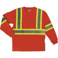 Long Sleeve Safety T-Shirt, Cotton, X-Small, High Visibility Orange SHI995 | Caster Town