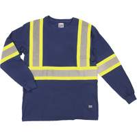 Long Sleeve Safety T-Shirt, Cotton, X-Small, Navy Blue SHJ014 | Caster Town