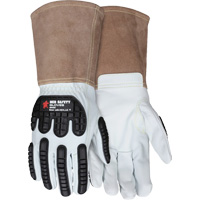 Leather Welding Work Gloves, Medium, Goatskin Palm, Gauntlet Cuff SHJ534 | Caster Town