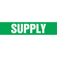 "Supply" Pipe Markers, Self-Adhesive, 4" H x 24" W, White on Green SI514 | Caster Town