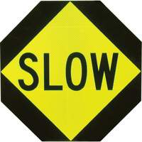 Double-Sided "Stop/Slow" Traffic Control Sign, 18" x 18", Aluminum, English SO101 | Caster Town