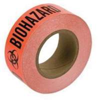 "Biohazard" Marking Tape, 2" x 108', Polyester, Black and Orange SW176 | Caster Town
